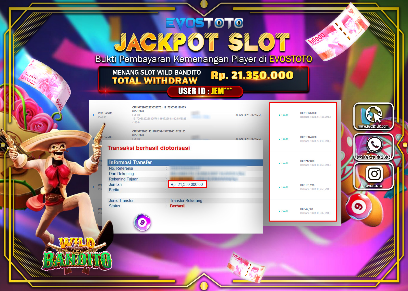 PEMBAYARAN JACKPOT SLOT WILD BANDITO 21.350.000 DI BAYAR LANGSUNG !