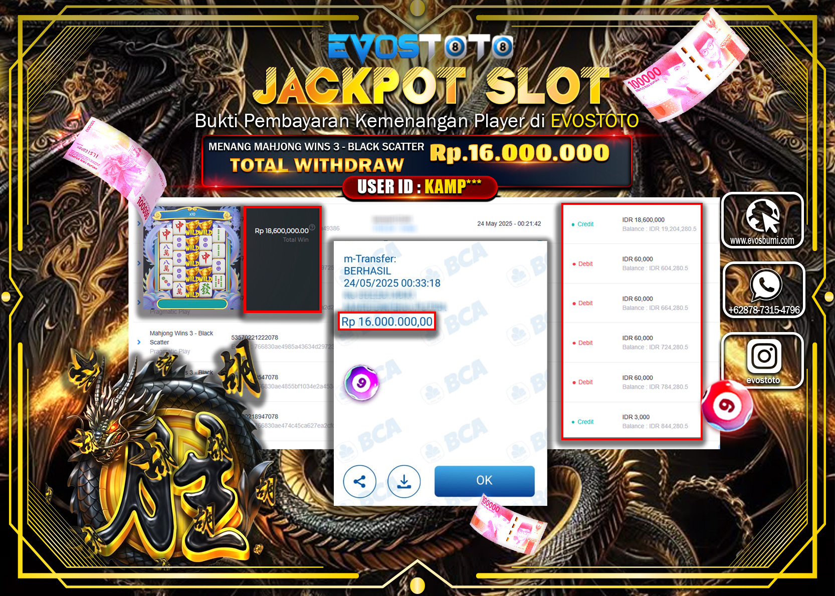 PEMBAYARAN JACKPOT SLOT MAHJONG WINS 3 - BLACK SCATTER Rp16.000.000 DI BAYAR LANGSUNG !