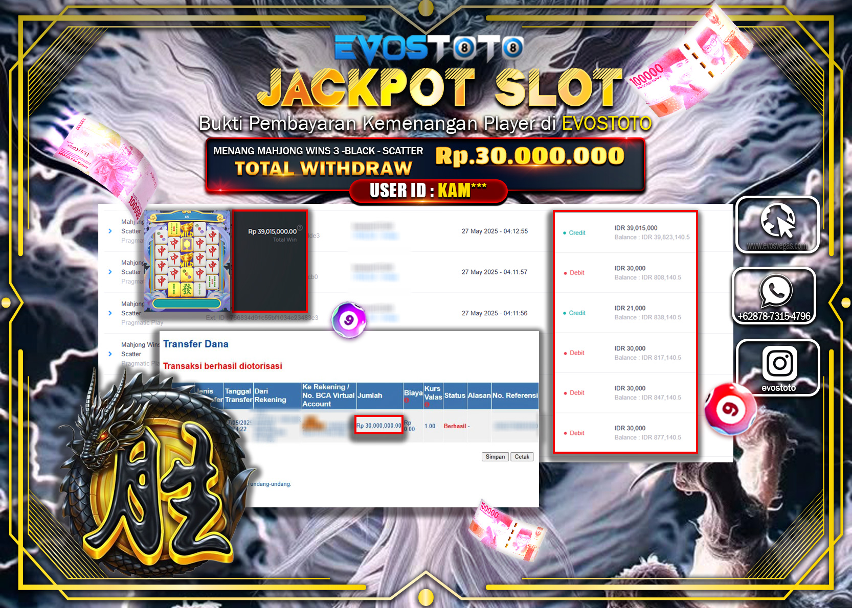 PEMBAYARAN JACKPOT SLOT MAHJONG WINS 3-BLACK SCATTER  Rp30.000.000 DI BAYAR LANGSUNG !