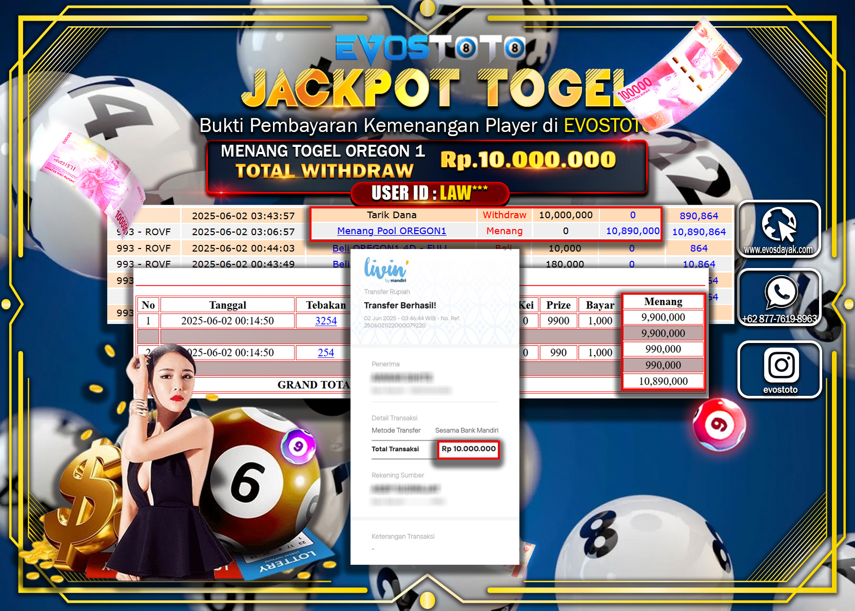 PEMBAYARAN JACKPOT TOGEL OREGON 1 Rp10.000.000 DI BAYAR LANGSUNG !