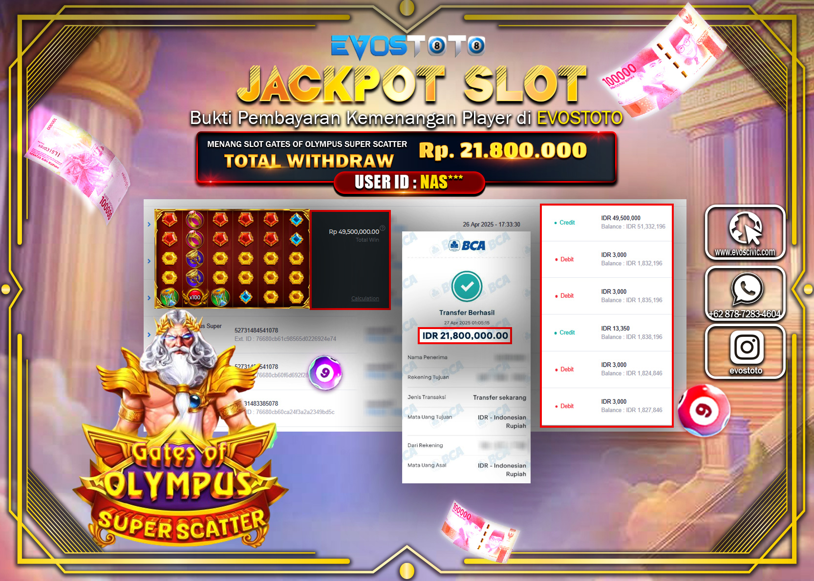 PEMBAYARAN JACKPOT SLOT GATES OF OLYMPUS SUPER SCATTER  21.800.000 DI BAYAR LANGSUNG !