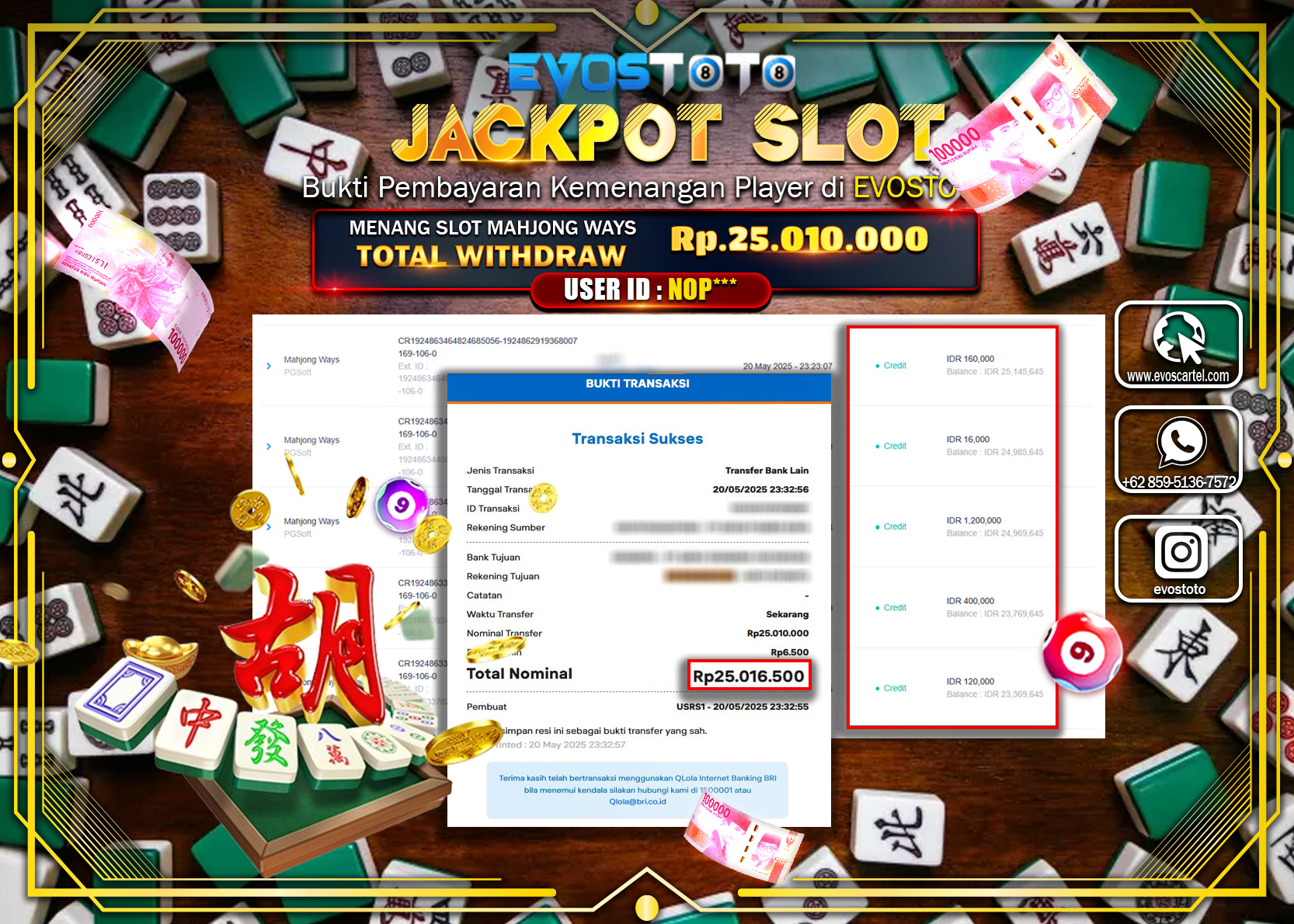 PEMBAYARAN JACKPOT SLOT MAHJONG WAYS Rp25.010.000 DI BAYAR LANGSUNG !