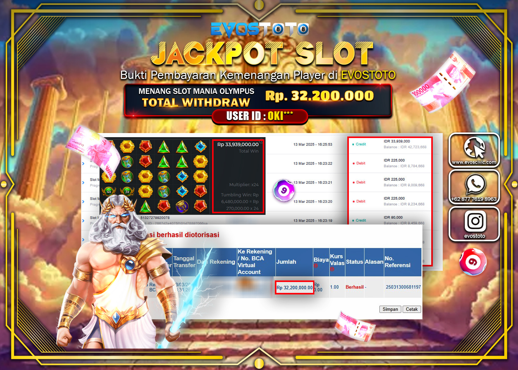 PEMBAYARAN JACKPOT SLOT GATES OF OLYMPUS Rp.32.200.000 DI BAYAR LANGSUNG !