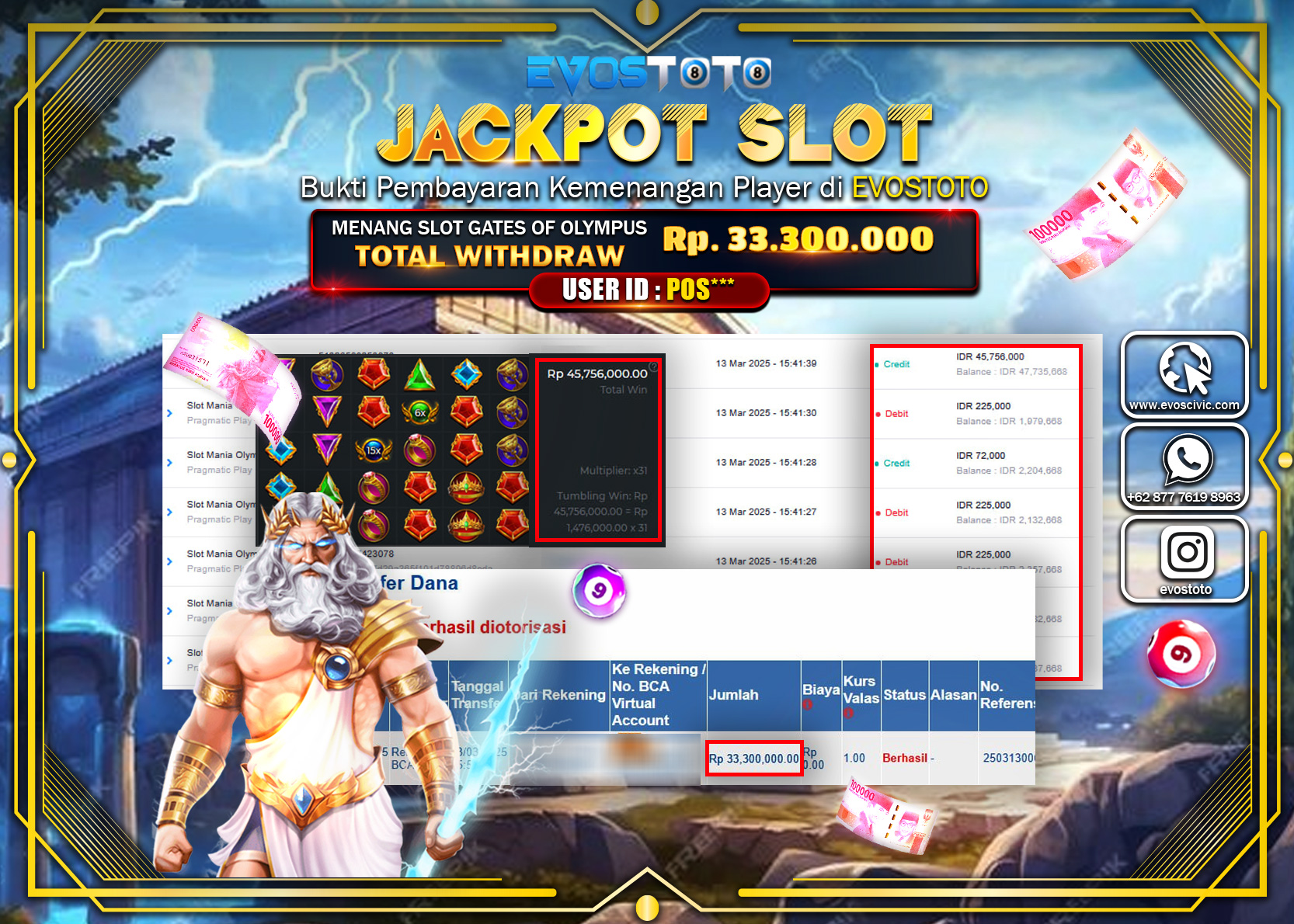PEMBAYARAN JACKPOT SLOT GATES OF OLYMPUS Rp.33.300.000 DI BAYAR LANGSUNG !