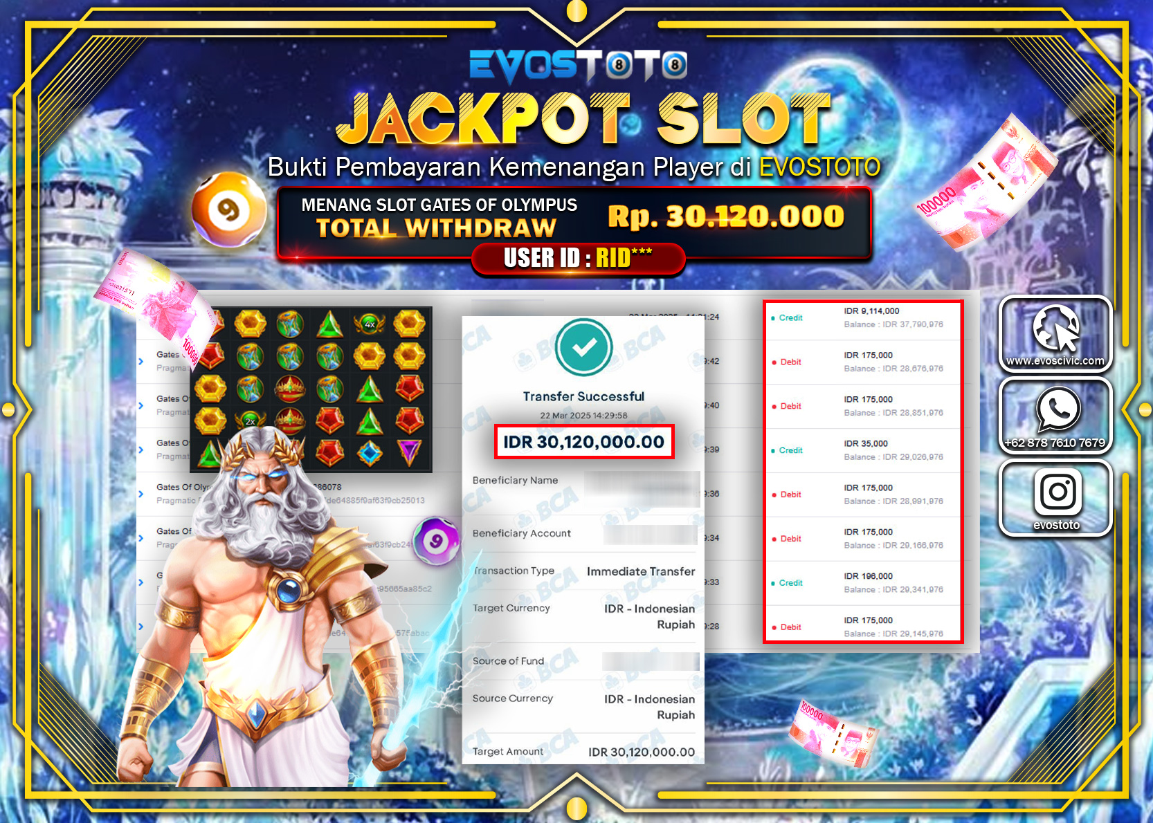 PEMBAYARAN JACKPOT SLOT GATES OF OLYMPUS Rp.30.120.000 DI BAYAR LANGSUNG !