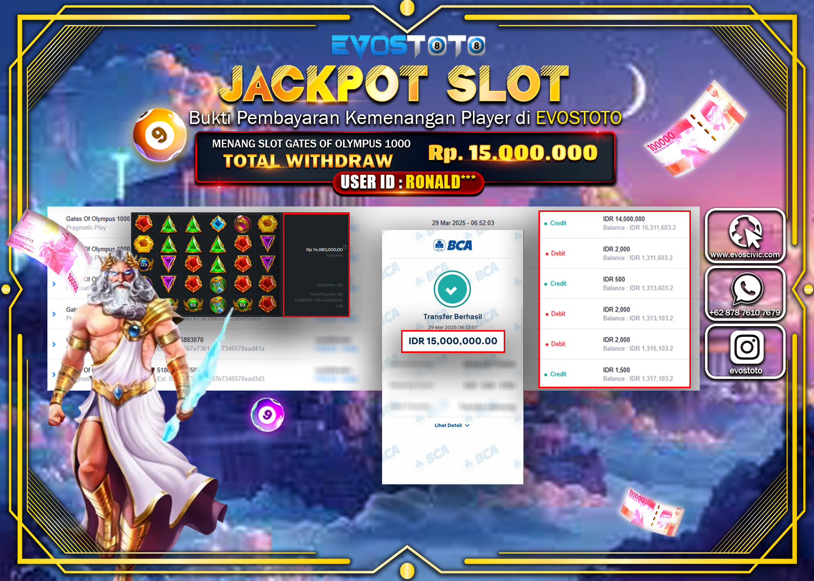 PEMBAYARAN JACKPOT SLOT GATES OF OLYMPUS 1000 15.000.000 DI BAYAR LANGSUNG !