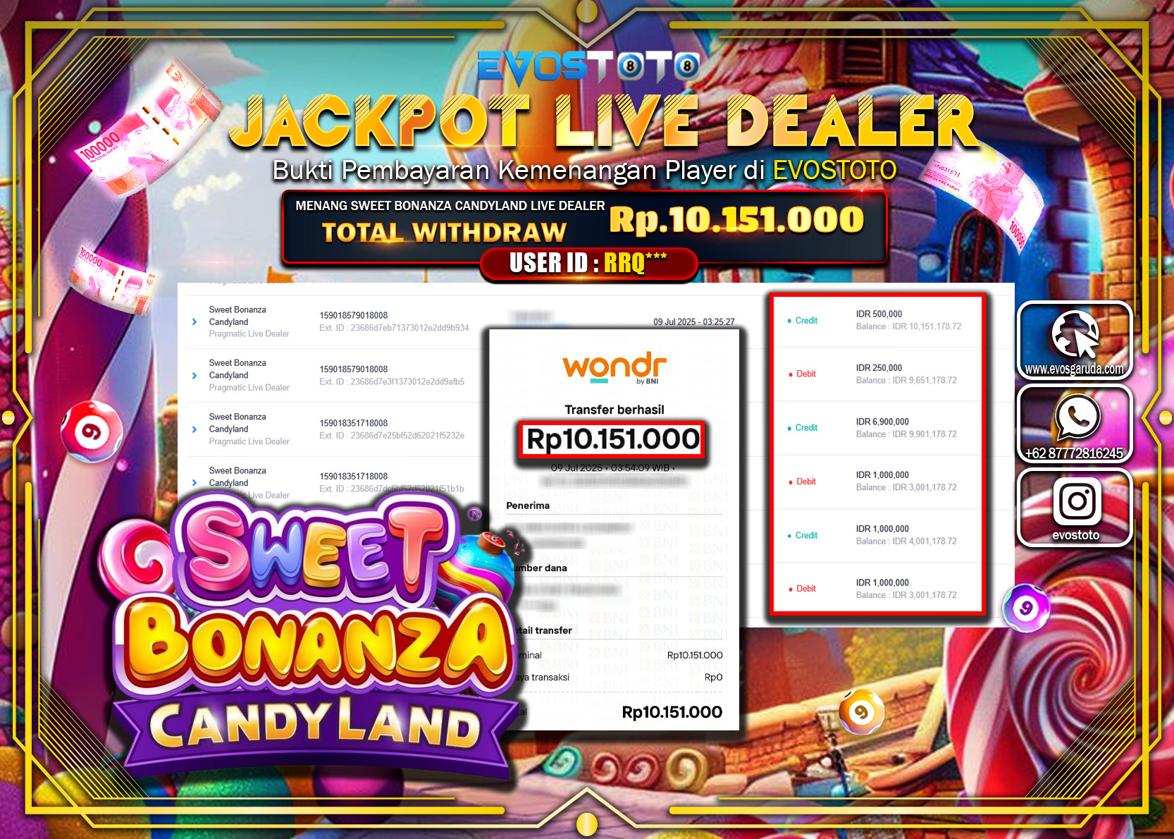 PEMBAYARAN JACKPOT SLOT SWEET BONANZA CANDYLAND LIVE DEALER 10.151.000 DI BAYAR LANGSUNG !