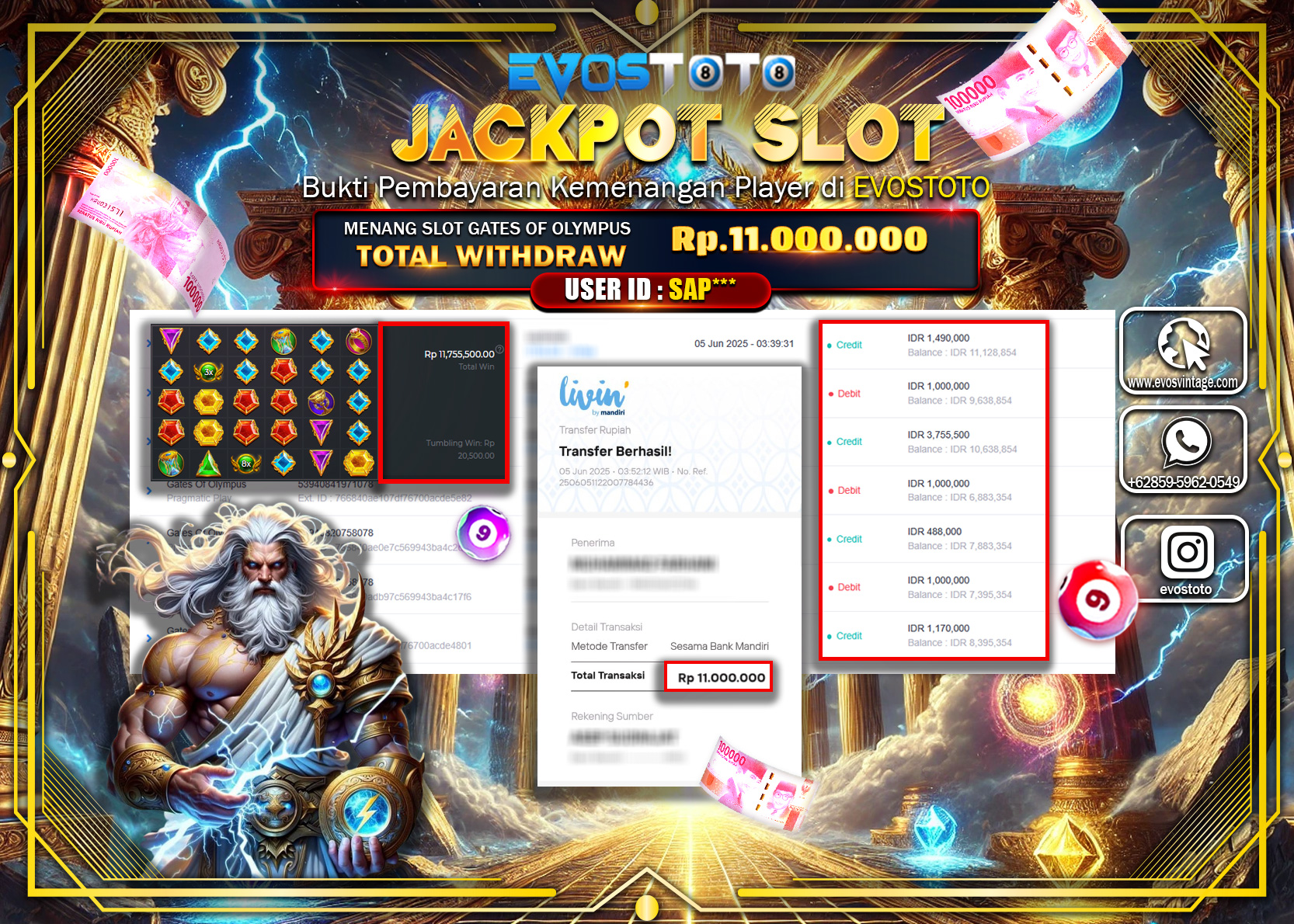 PEMBAYARAN JACKPOT SLOT GATES OF OLYMPUS Rp11.000.000 DI BAYAR LANGSUNG !