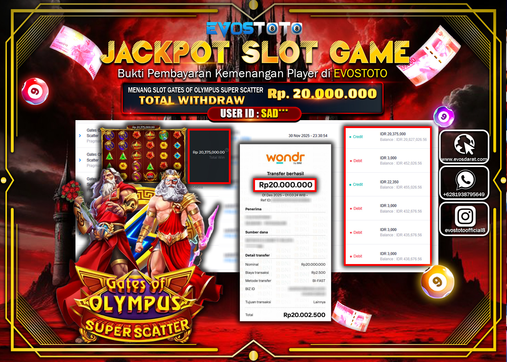 PEMBAYARAN JACKPOT SLOT GATES OF OLYMPUS SUPER SCATER Rp.20.000.000 DI BAYAR LANGSUNG !