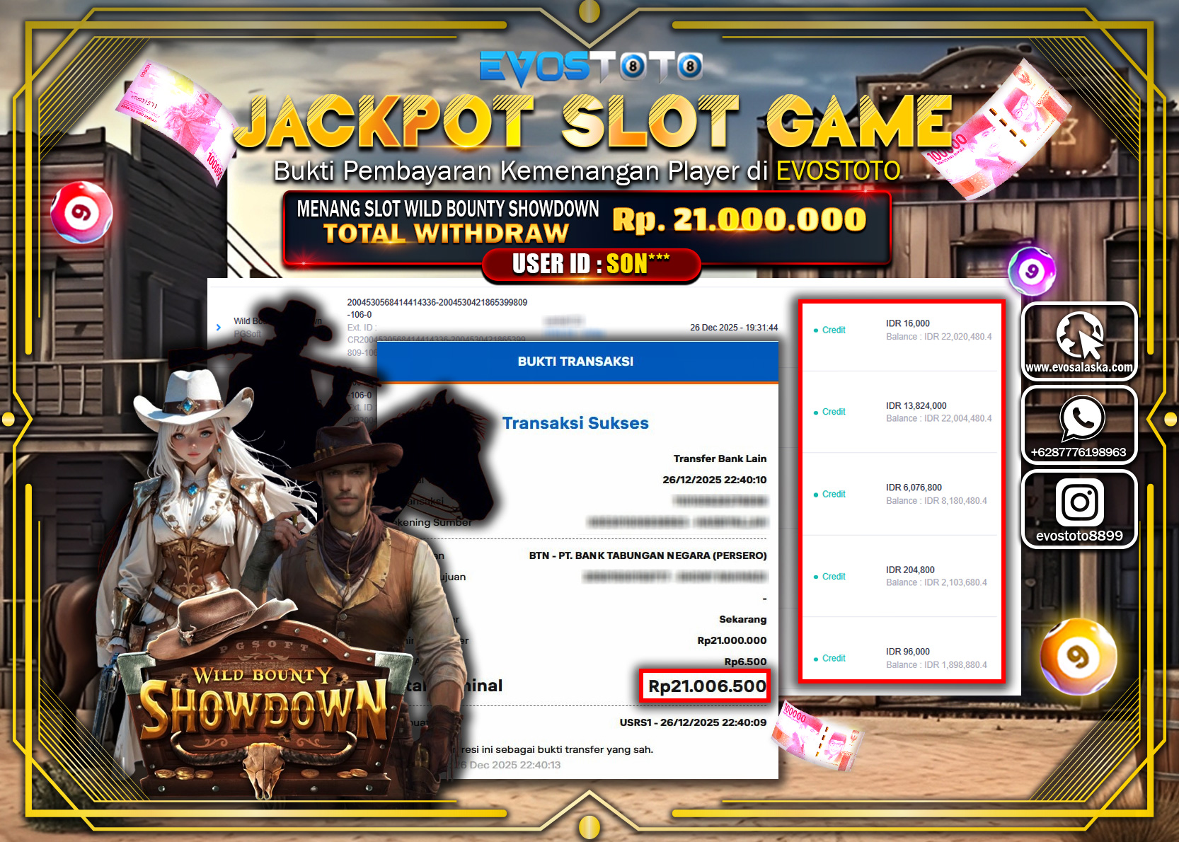 PEMBAYARAN JACKPOT SLOT WILD BOUNTY SHOWDOWN Rp.21.000.000 DI BAYAR LANGSUNG !