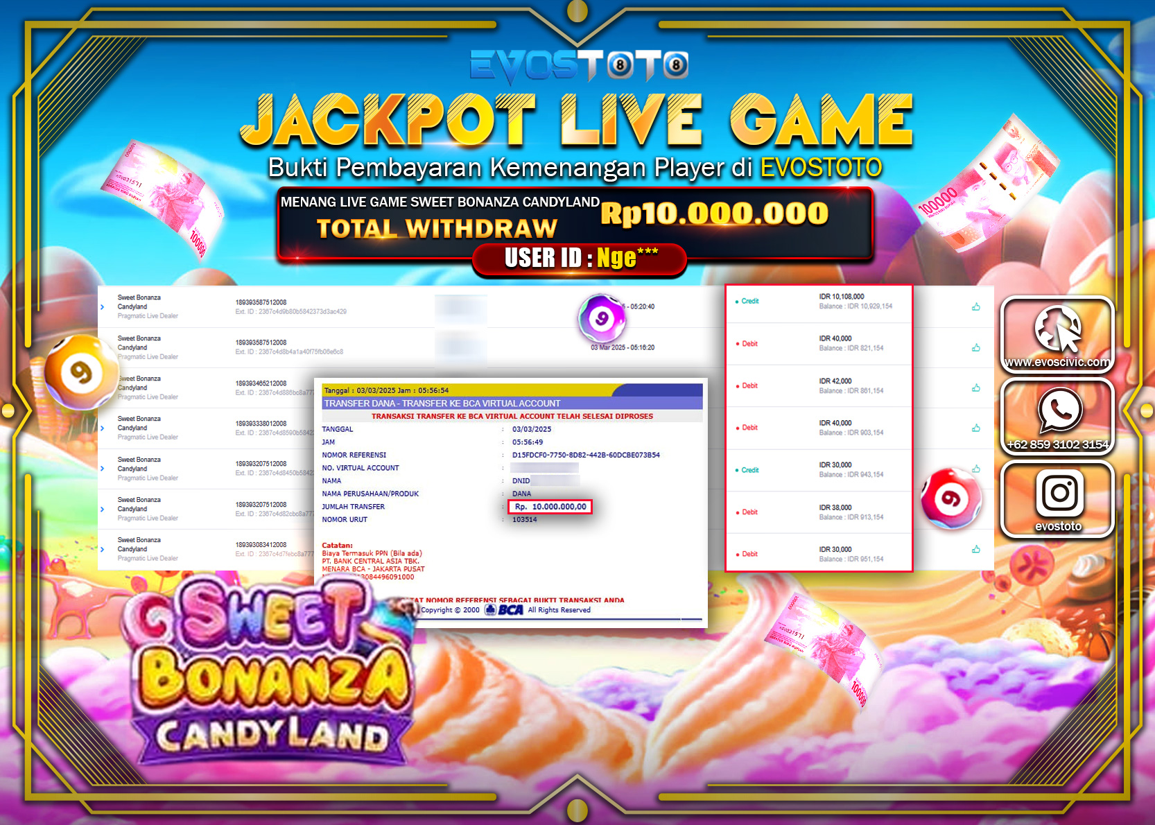 PEMBAYARAN JACKPOT LIVE GAME SWEET BONANZA CANDYLAND Rp.10.000.000 DI BAYAR LANGSUNG !