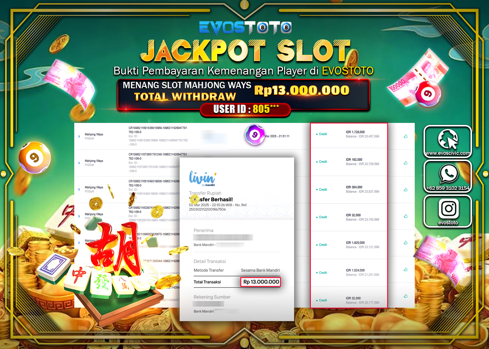 PEMBAYARAN JACKPOT SLOT MAHJONG WAYS Rp.13.000.000 DI BAYAR LANGSUNG !