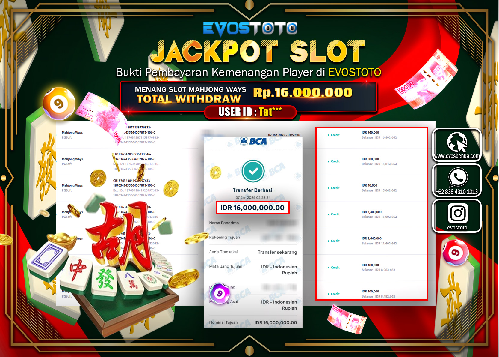 PEMBAYARAN JACKPOT SLOT MAHJONG WAYS Rp.16.000.000 DI BAYAR LANGSUNG !