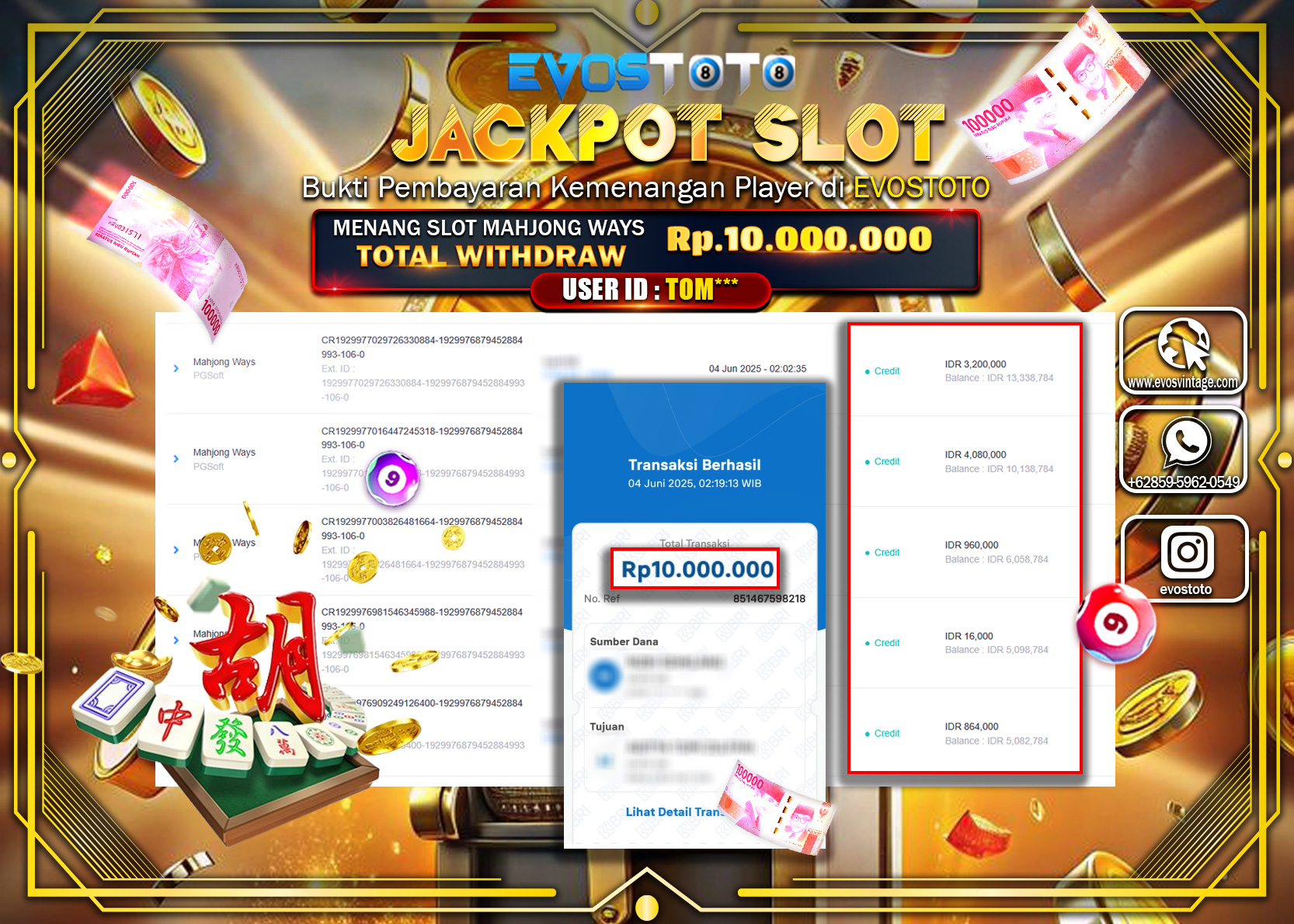 PEMBAYARAN JACKPOT SLOT MAHJONG WAYS Rp 10.000.000 DI BAYAR LANGSUNG !