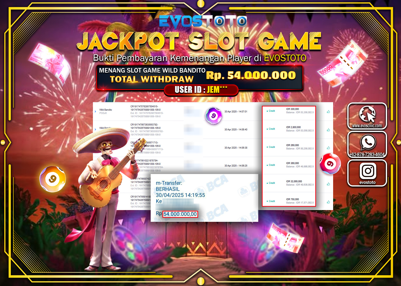 PEMBAYARAN JACKPOT SLOT WILD BANDITO Rp.54.000.000 DI BAYAR LANGSUNG !