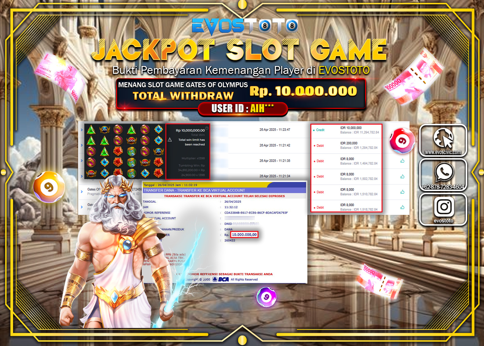 PEMBAYARAN JACKPOT SLOT MANIA OLYMPUS 10.000.000 DI BAYAR LANGSUNG !