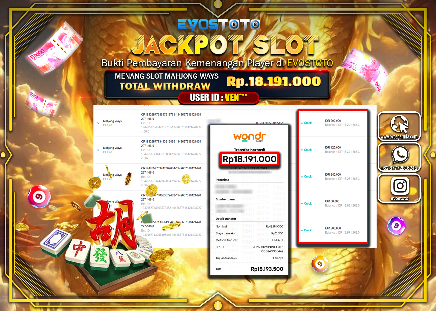 PEMBAYARAN JACKPOT SLOT MAHJONG WAYS RP18.191.000 DI BAYAR LANGSUNG !