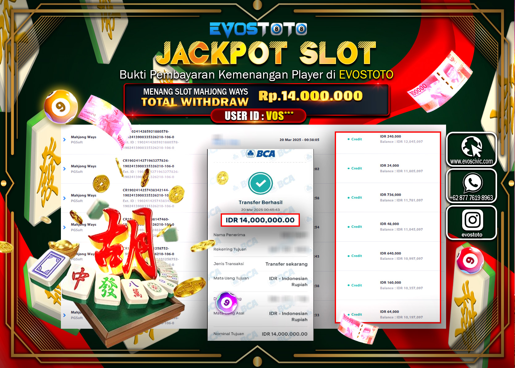PEMBAYARAN JACKPOT SLOT MAHJJONG WAYS Rp.14.000.000 DI BAYAR LANGSUNG !
