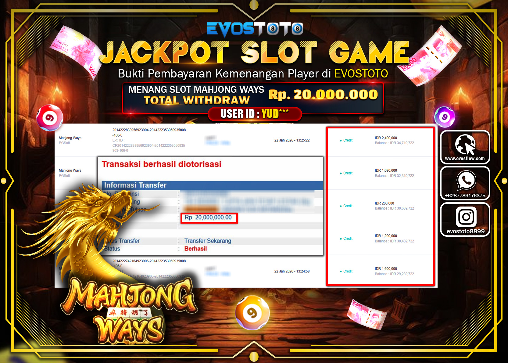 PEMBAYARAN JACKPOT SLOT MAHJONG WAYS Rp.20.000.000 DI BAYAR LANGSUNG !