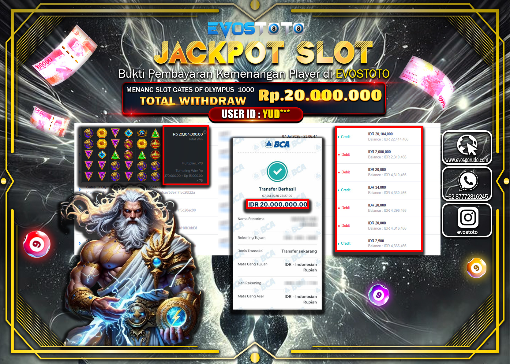 PEMBAYARAN JACKPOT SLOT GATES OF OLYMPUS 1000 RP20.000.000 DI BAYAR LANGSUNG !