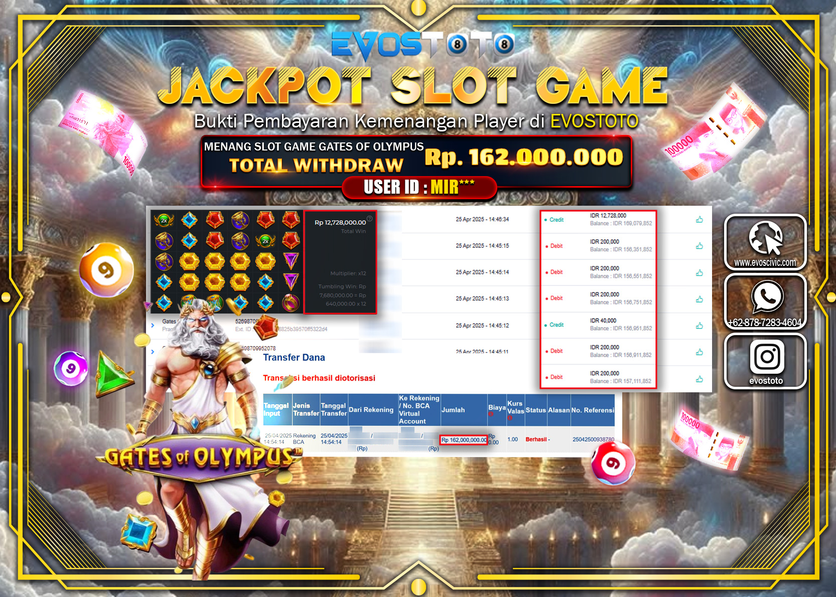 PEMBAYARAN JACKPOT SLOT GATES OF OLYMPUS  Rp.162.00.000 DI BAYAR LANGSUNG !