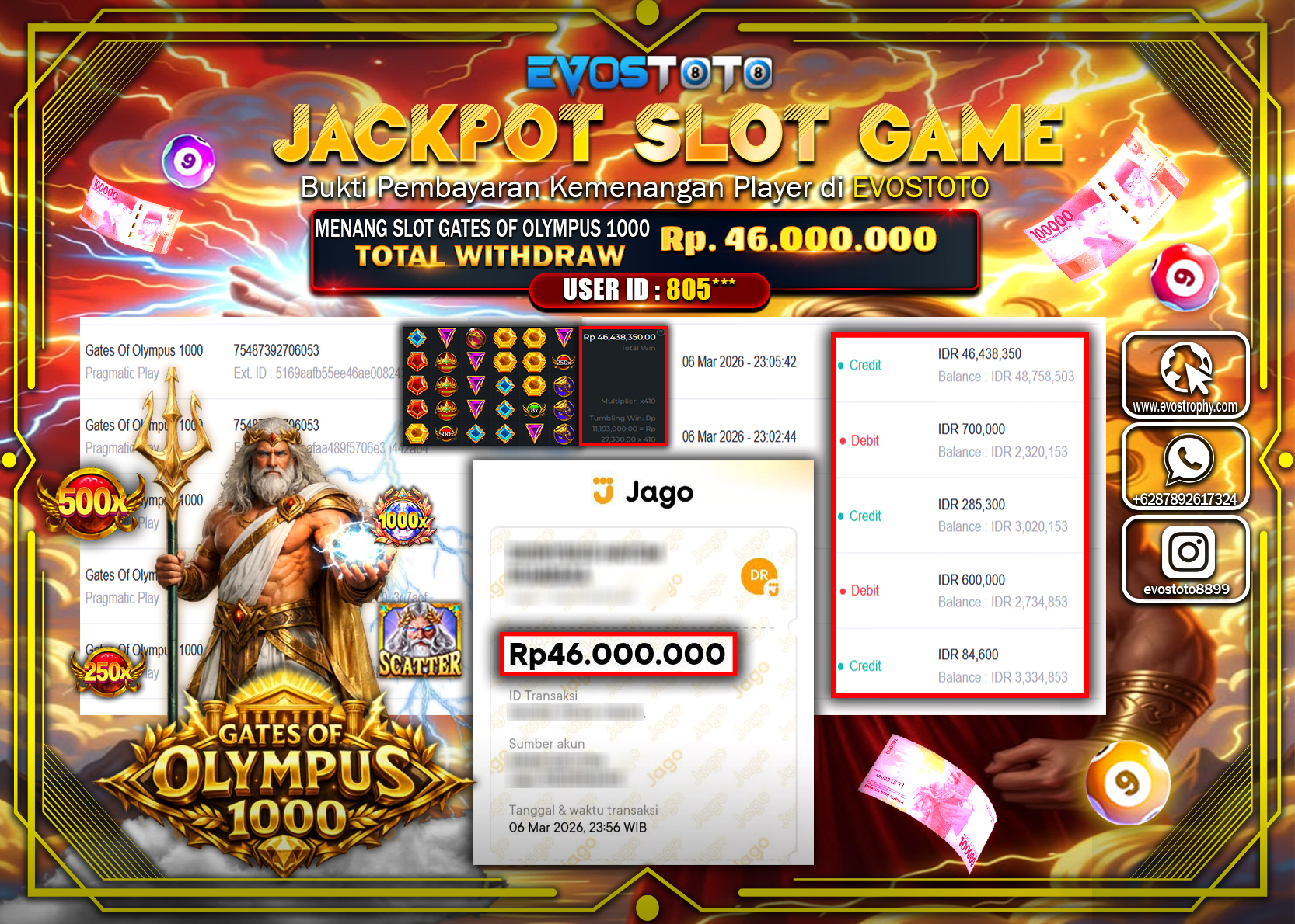 PEMBAYARAN JACKPOT SLOT GATES OF OLYMPUS 1000 Rp.46.000.000 DI BAYAR LANGSUNG !