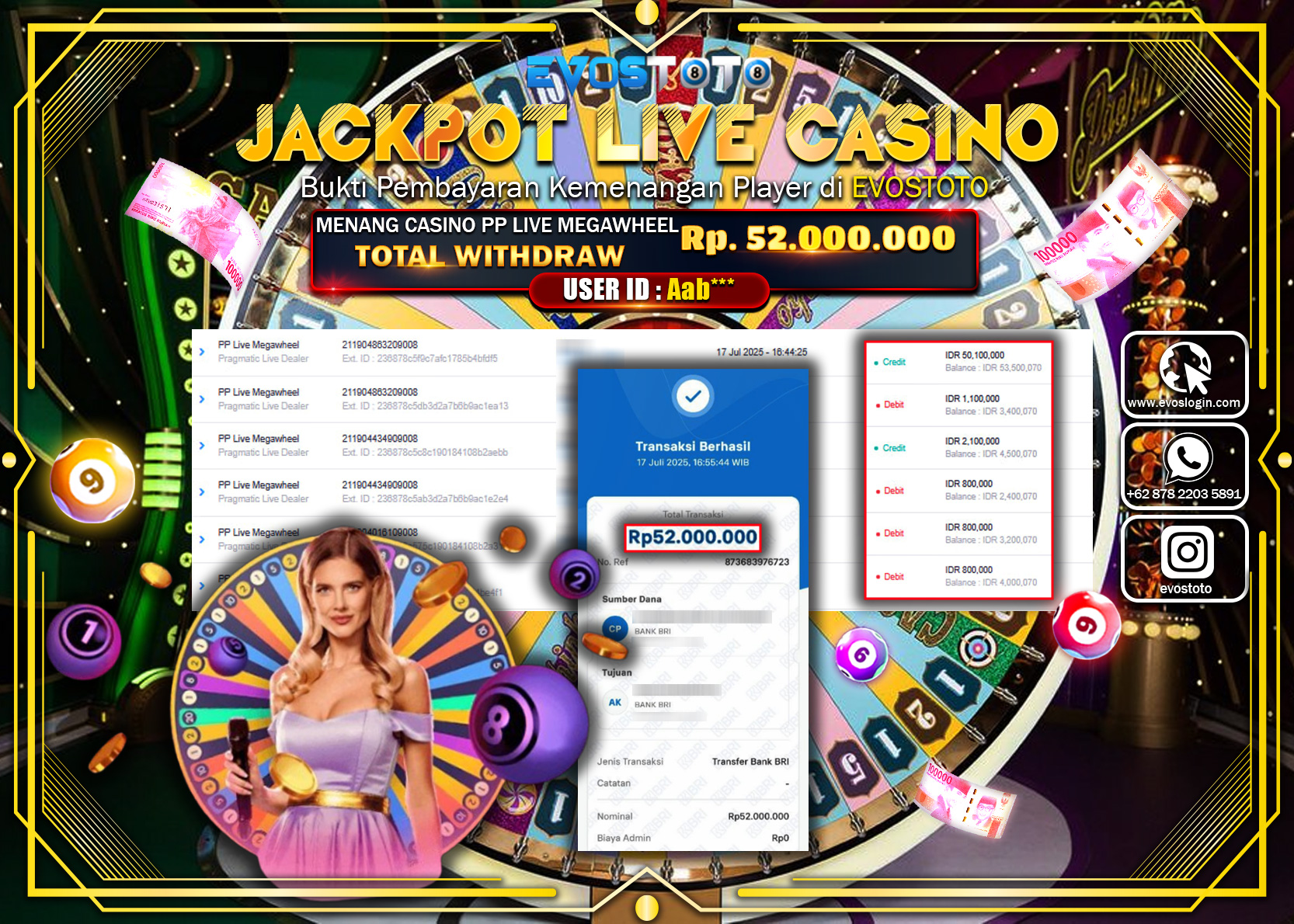 PEMBAYARAN JACKPOT PP LIVE MEGA WHEEL RP52.000.000 DI BAYAR LANGSUNG !