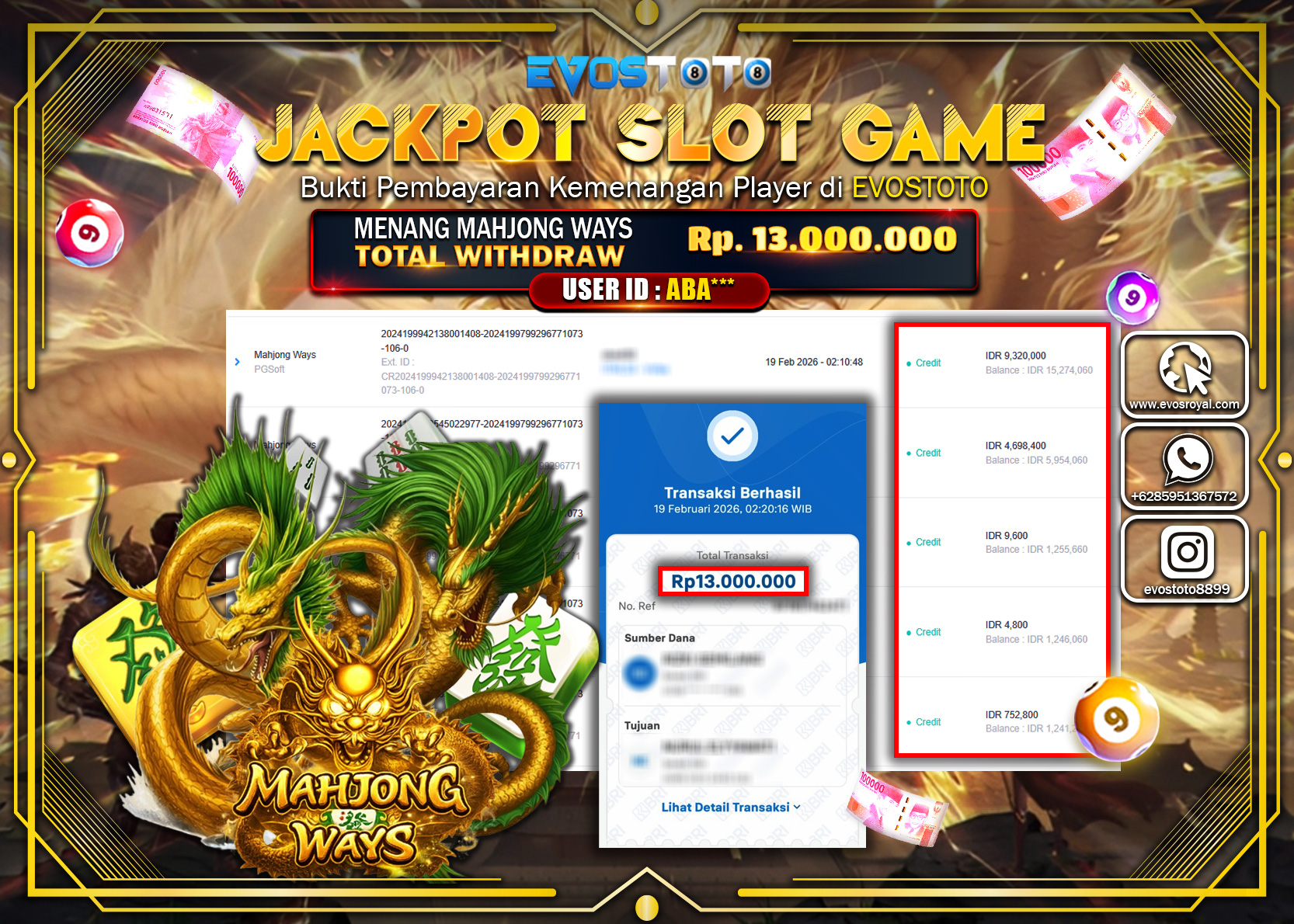 PEMBAYARAN JACKPOT SLOT MAHJONG WAYS Rp.13.000.000 DI BAYAR LANGSUNG !