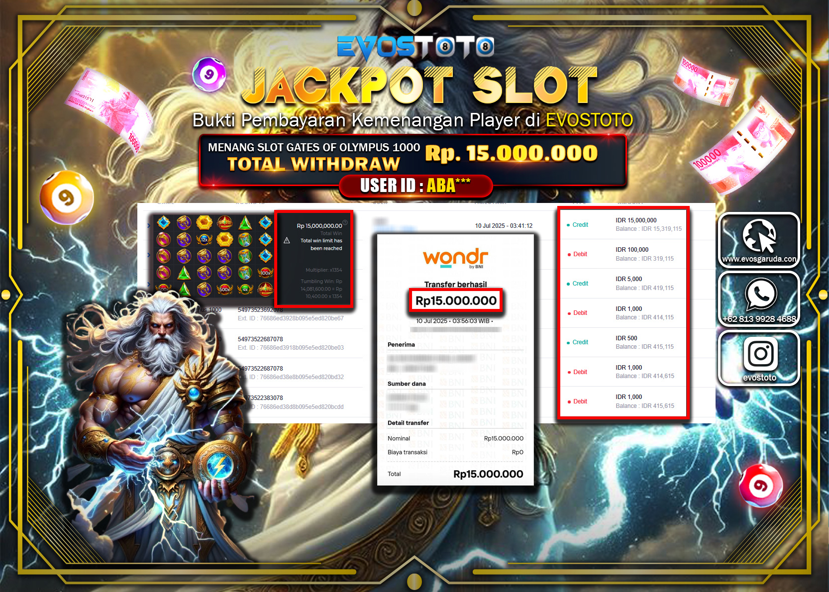 PEMBAYARAN JACKPOT SLOT GATES OF OLYMPUS 1000 RP15.000.000 DI BAYAR LANGSUNG !