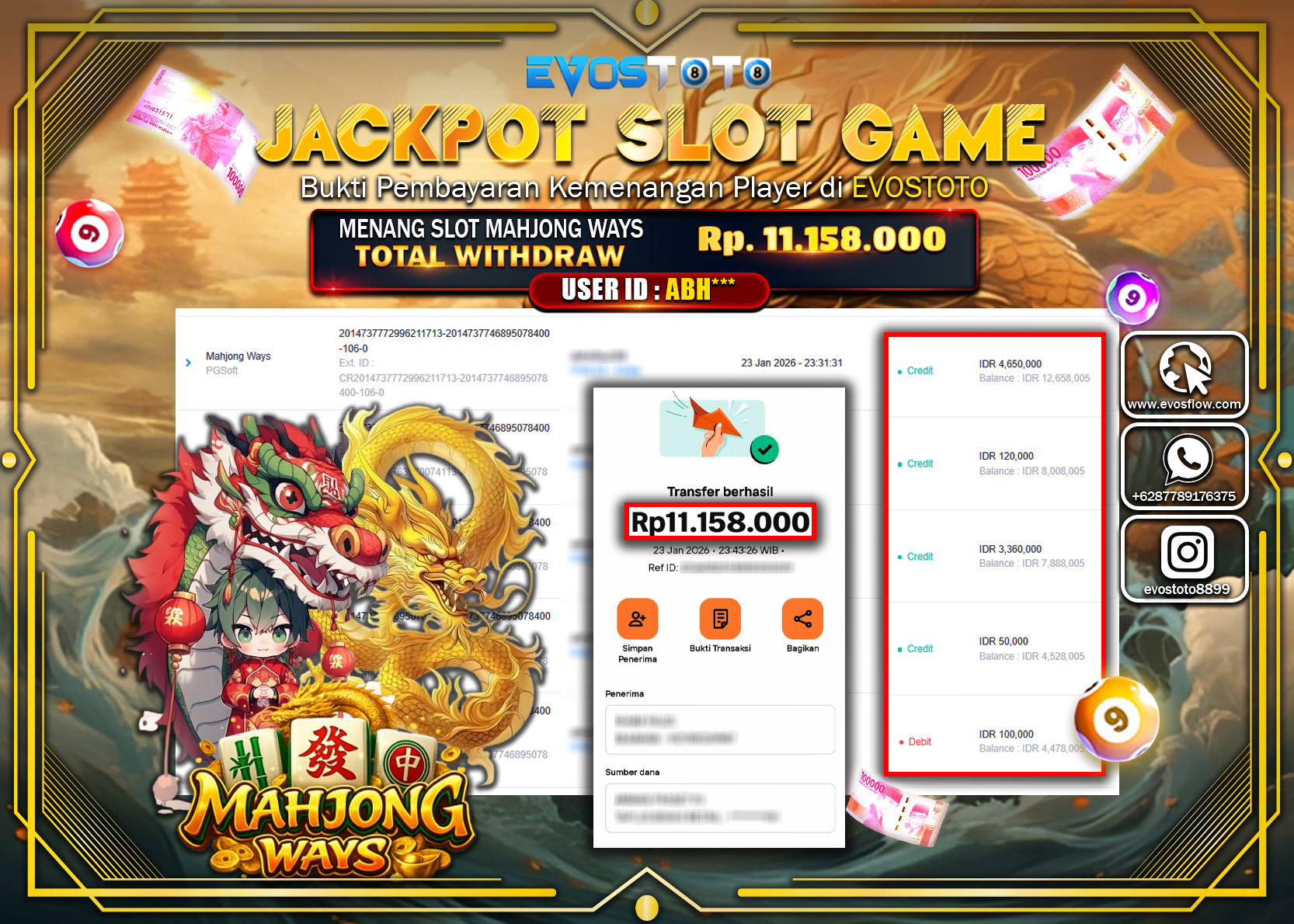 PEMBAYARAN JACKPOT SLOT MAHJONG WAYS Rp.11.158.000 DI BAYAR LANGSUNG !