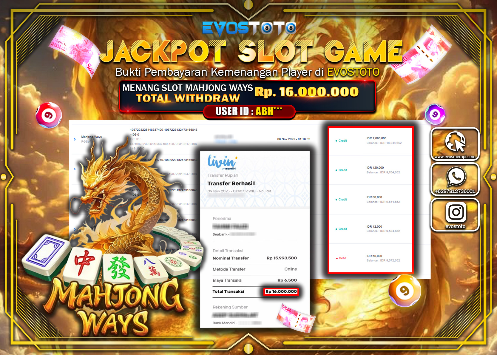 PEMBAYARAN JACKPOT SLOT MAHJONG WAYS Rp16.000.000 DI BAYAR LANGSUNG !