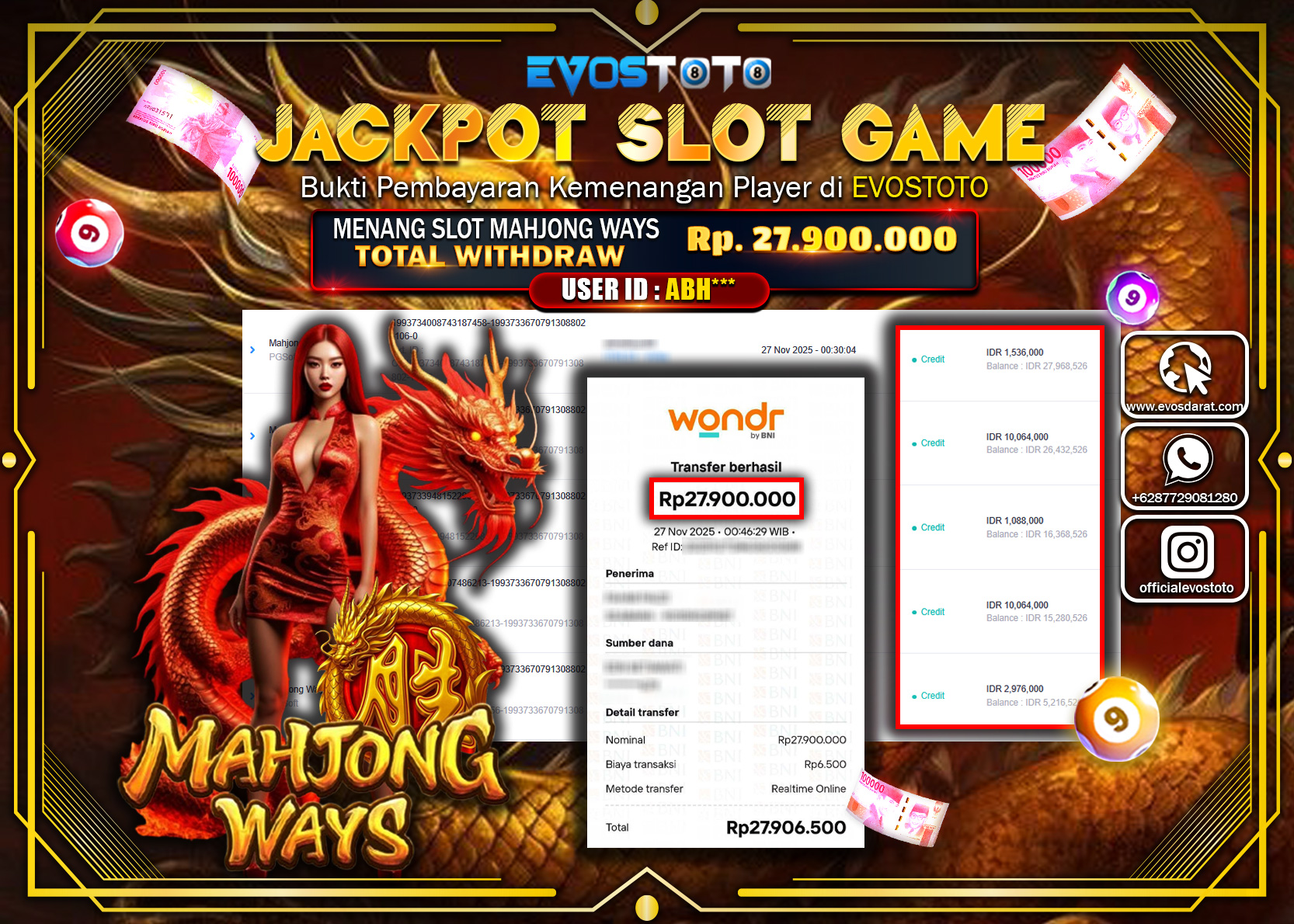 PEMBAYARAN JACKPOT SLOT MAHJONG WAYS Rp.27.900.000 DI BAYAR LANGSUNG !