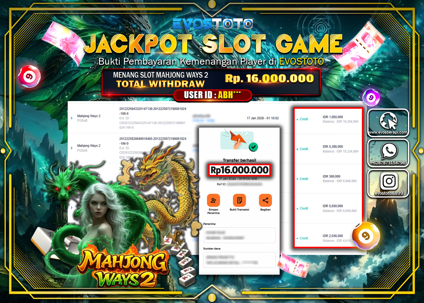 PEMBAYARAN JACKPOT SLOT MAHJONG WAYS 2 Rp.16.000.000 DI BAYAR LANGSUNG !