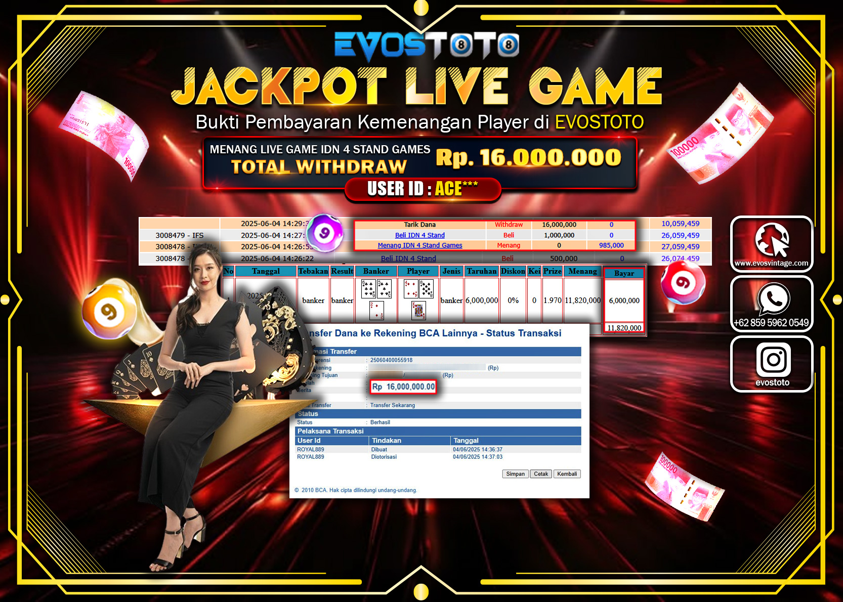 PEMBAYARAN JACKPOT LIVE GAME IDN 4 STAND GAMES Rp16.000.000 DI BAYAR LANGSUNG !