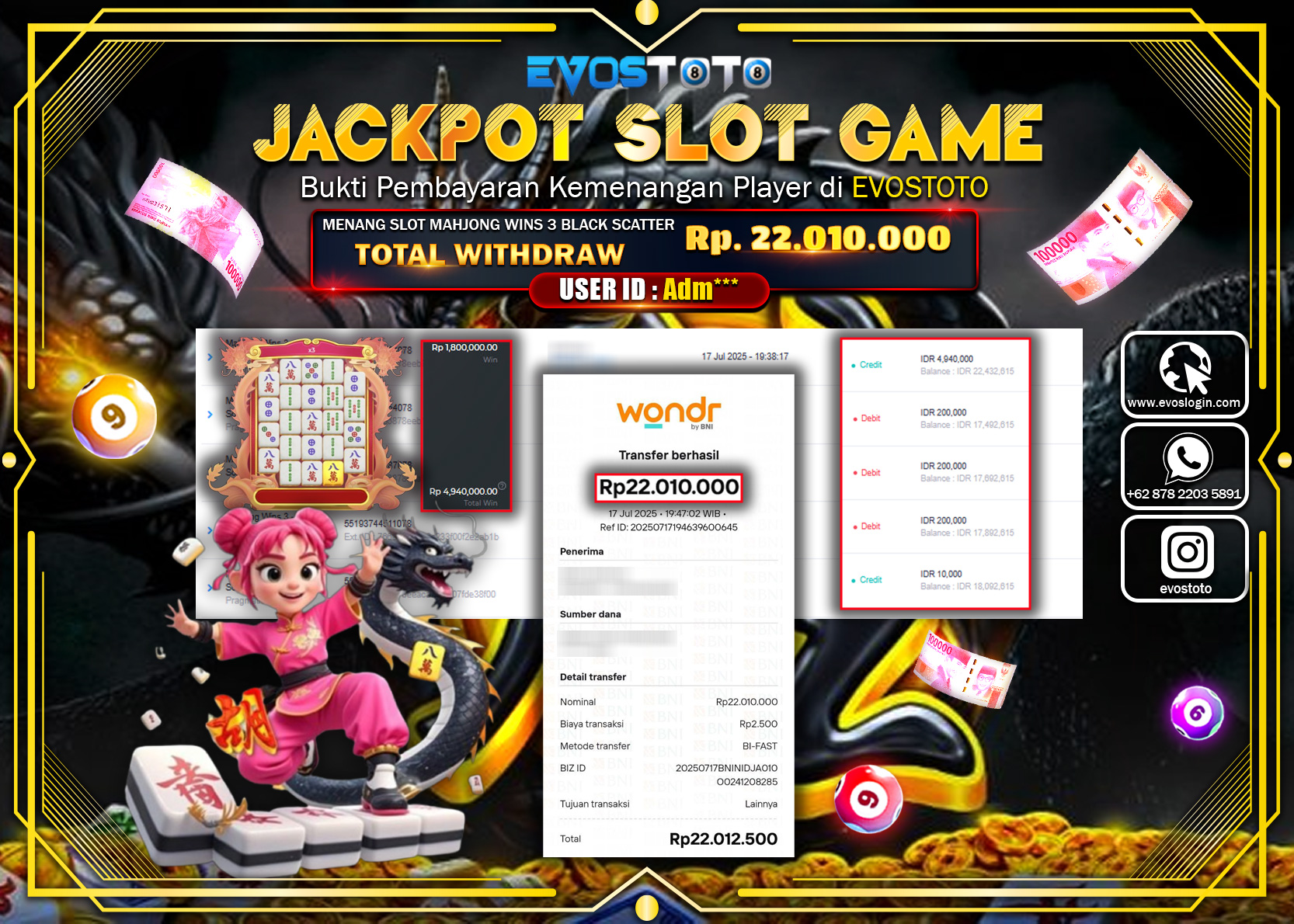 PEMBAYARAN JACKPOT SLOT MAHYONG WINS 3 BLACK SCATTER Rp.22.010.000 DI BAYAR LANGSUNG !