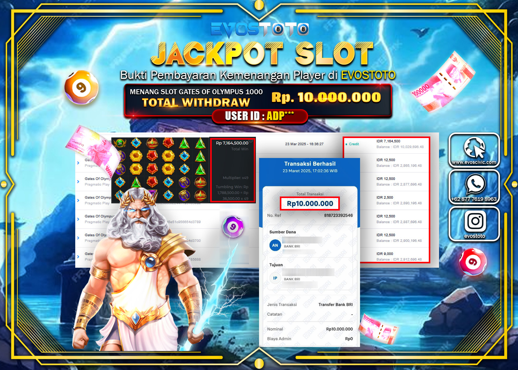 PEMBAYARAN JACKPOT SLOT GATES OF OLYMPUS 1000 Rp.10.000.000 DI BAYAR LANGSUNG !