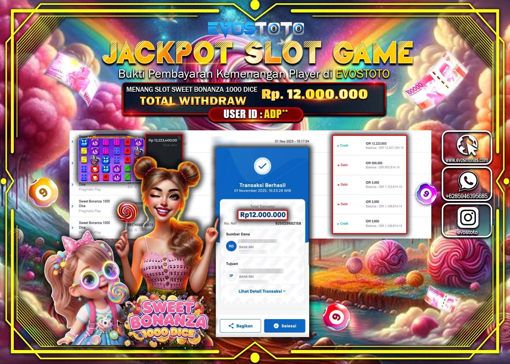 PEMBAYARAN JACKPOT SWEET BONANZA 1000 DICE Rp12.000.000 DI BAYAR LANGSUNG !