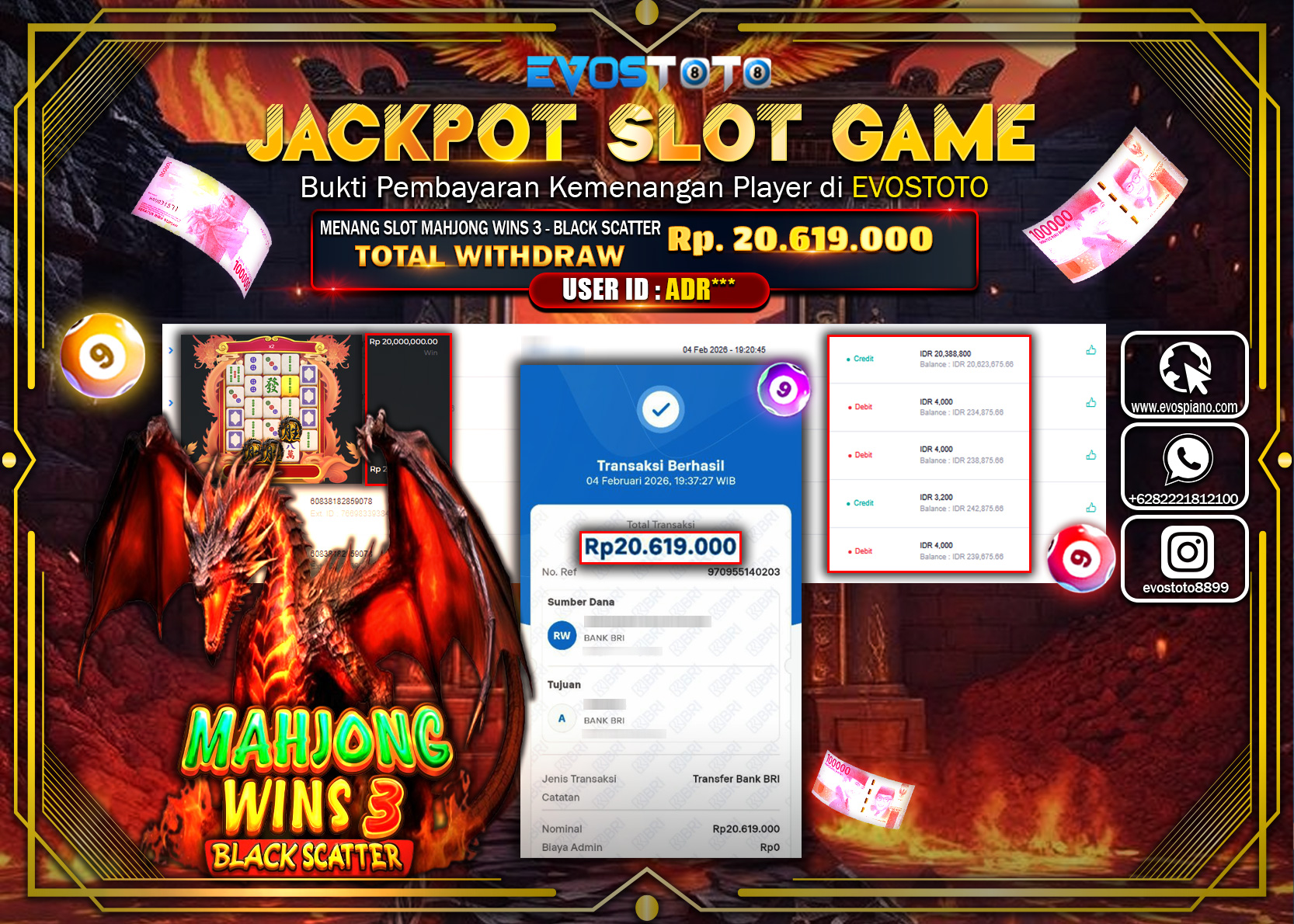 PEMBAYARAN JACKPOT SLOT MAHJONG WINS 3 - BLACK SCATTER Rp.20.619.000 DI BAYAR LANGSUNG !