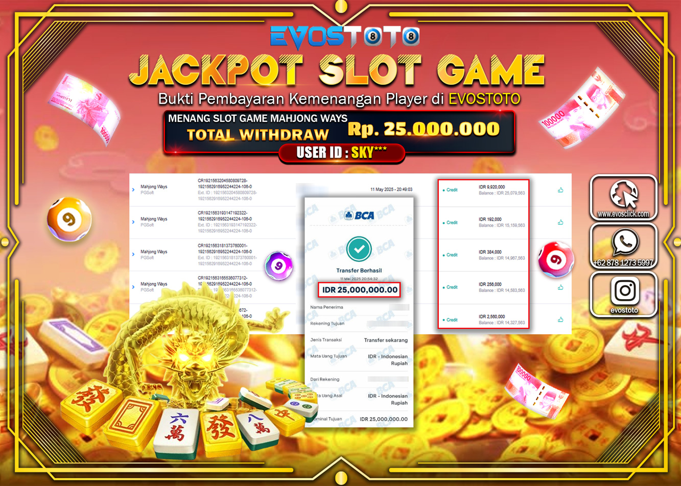 PEMBAYARAN JACKPOT SLOT MAHJONG WAYS Rp.25.000.000 DI BAYAR LANGSUNG !