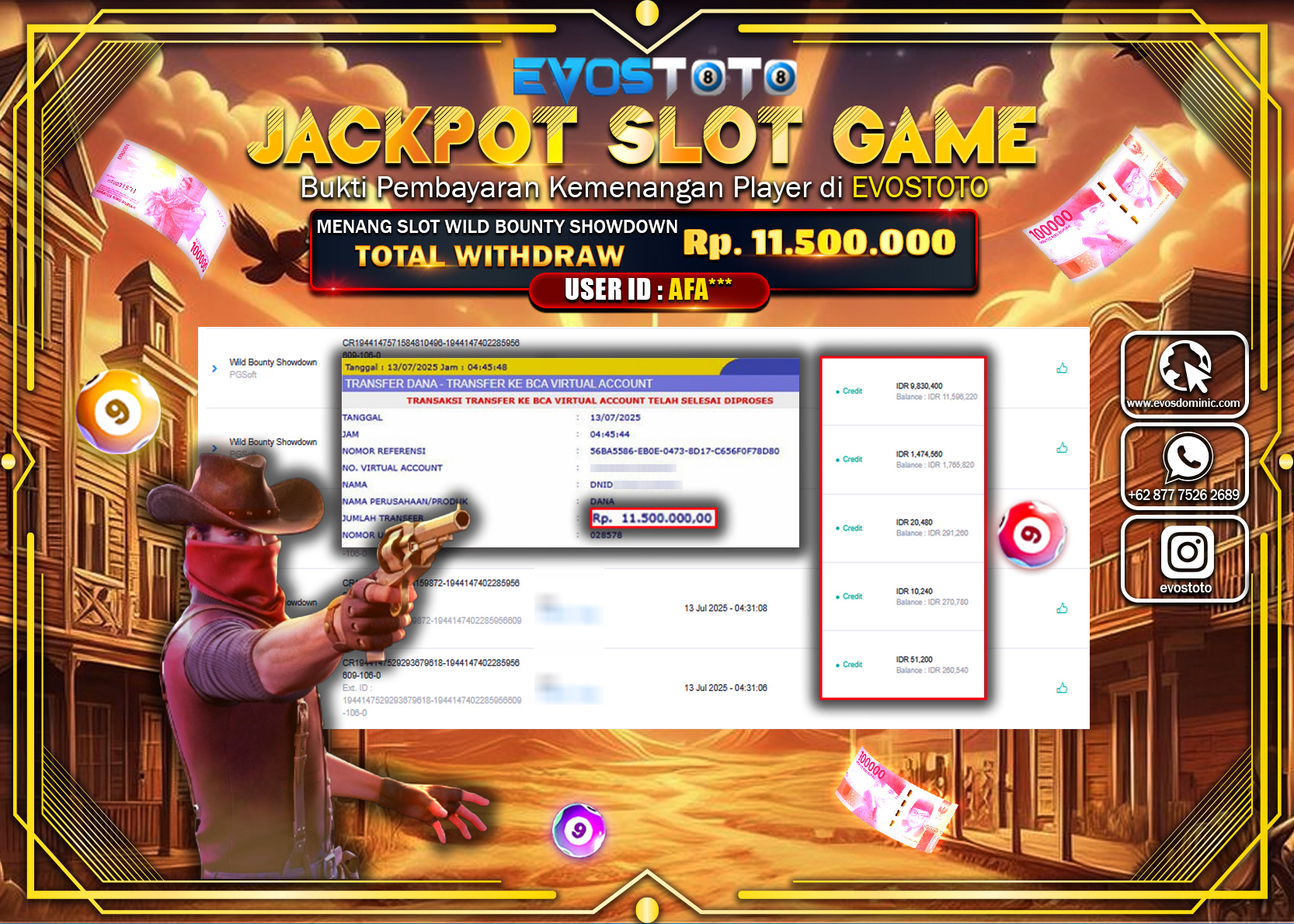 PEMBAYARAN JACKPOT SLOT WILD BOUNTY SHOWDOWN RP11.500.000 DI BAYAR LANGSUNG !