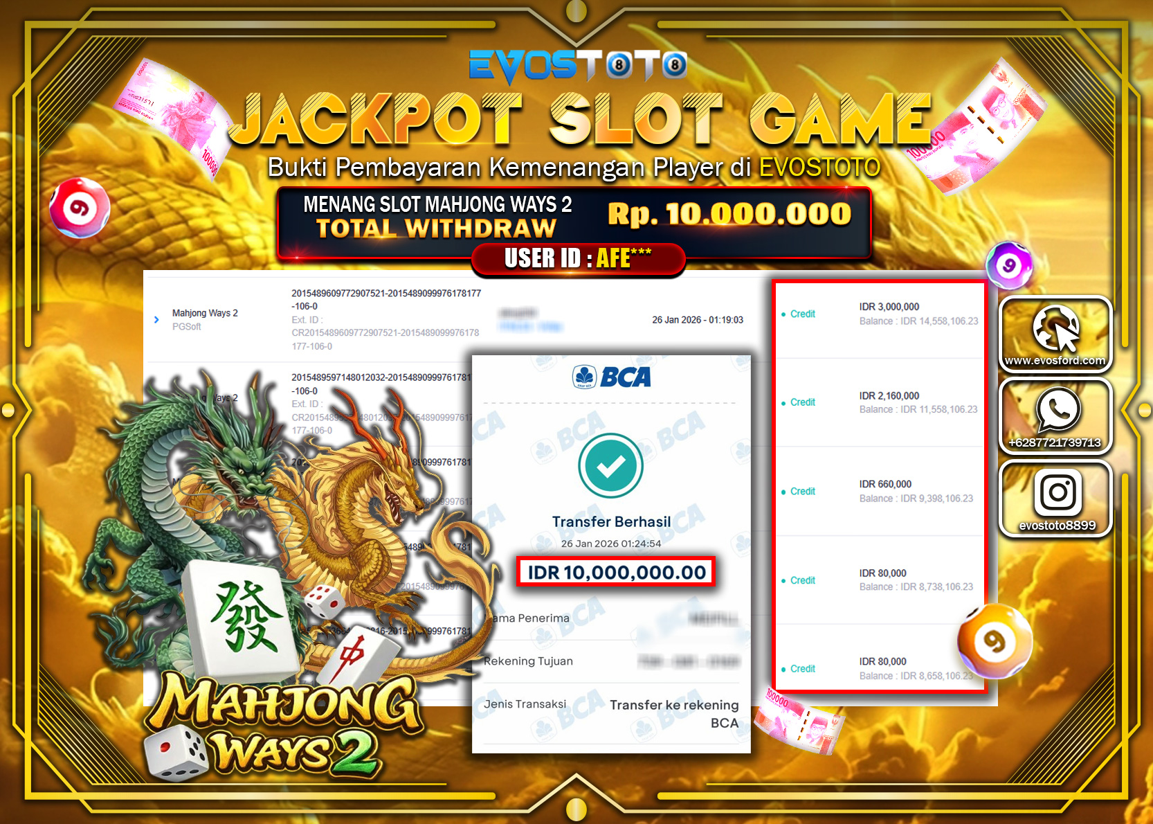 PEMBAYARAN JACKPOT SLOT MAHJONG WAYS 2 Rp.10.000.000 DI BAYAR LANGSUNG !
