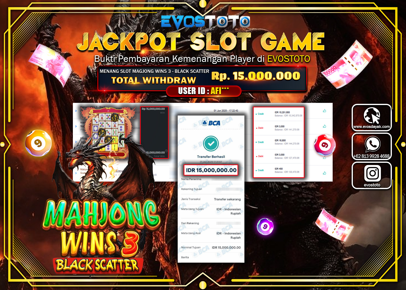 PEMBAYARAN JACKPOT SLOT MAHJONG WINS 3-BLACK SCATTER WINS Rp15.000.000 DI BAYAR LANGSUNG !