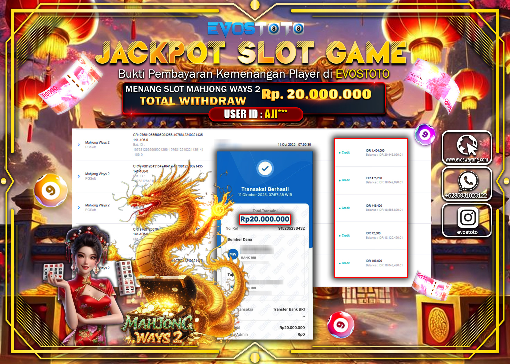 PEMBAYARAN JACKPOT SLOT MAHJONG WAYS 2  Rp20.000.000 DI BAYAR LANGSUNG !