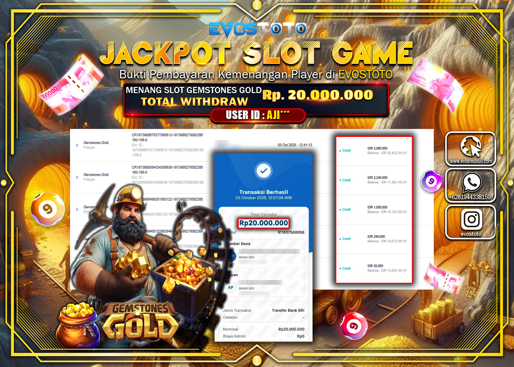 PEMBAYARAN JACKPOT SLOT GEMSTONES GOLD  Rp20.000.000 DI BAYAR LANGSUNG !