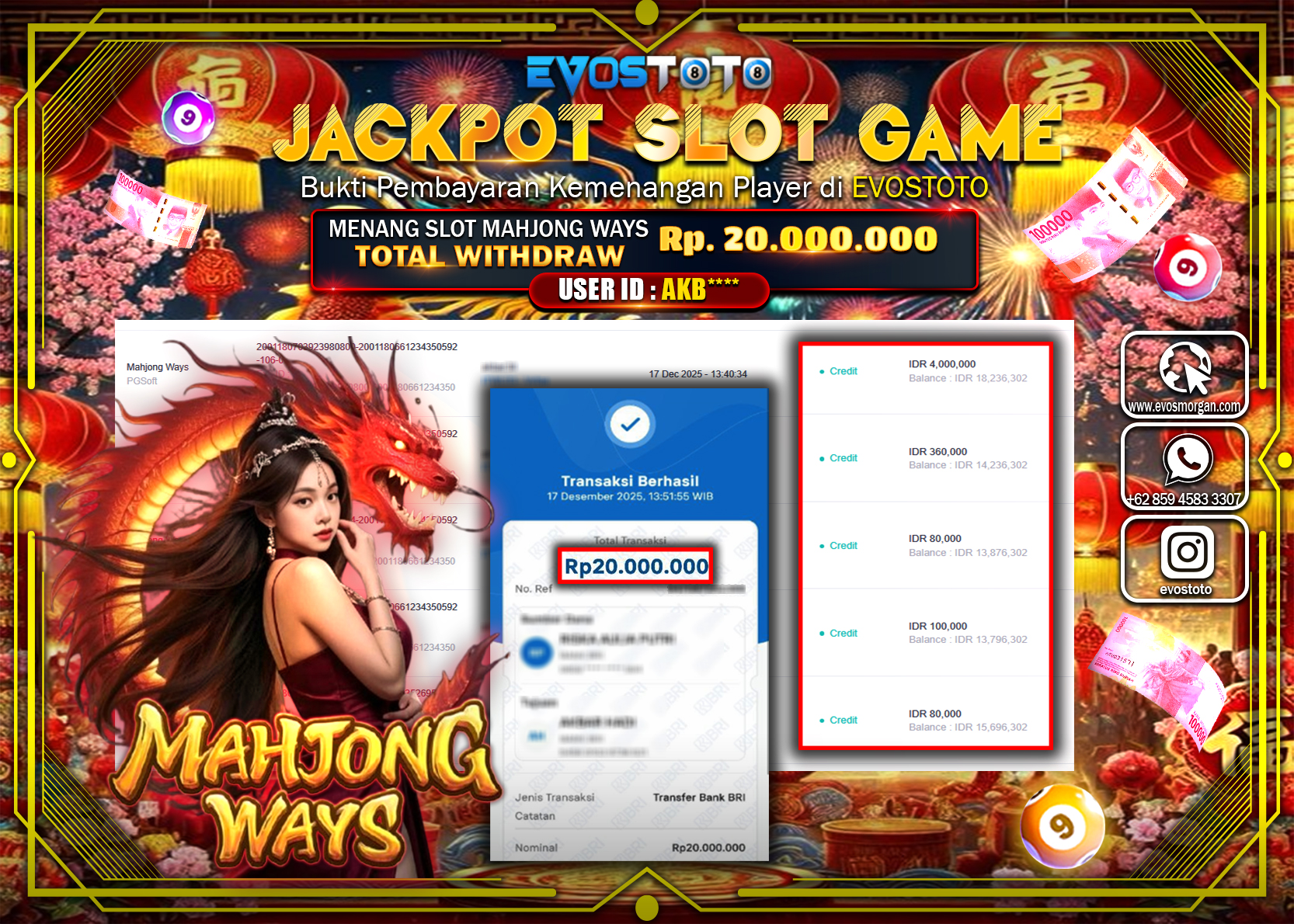 PEMBAYARAN JACKPOT SLOT MAHJONG WAYS Rp.20.000.000 DI BAYAR LANGSUNG !