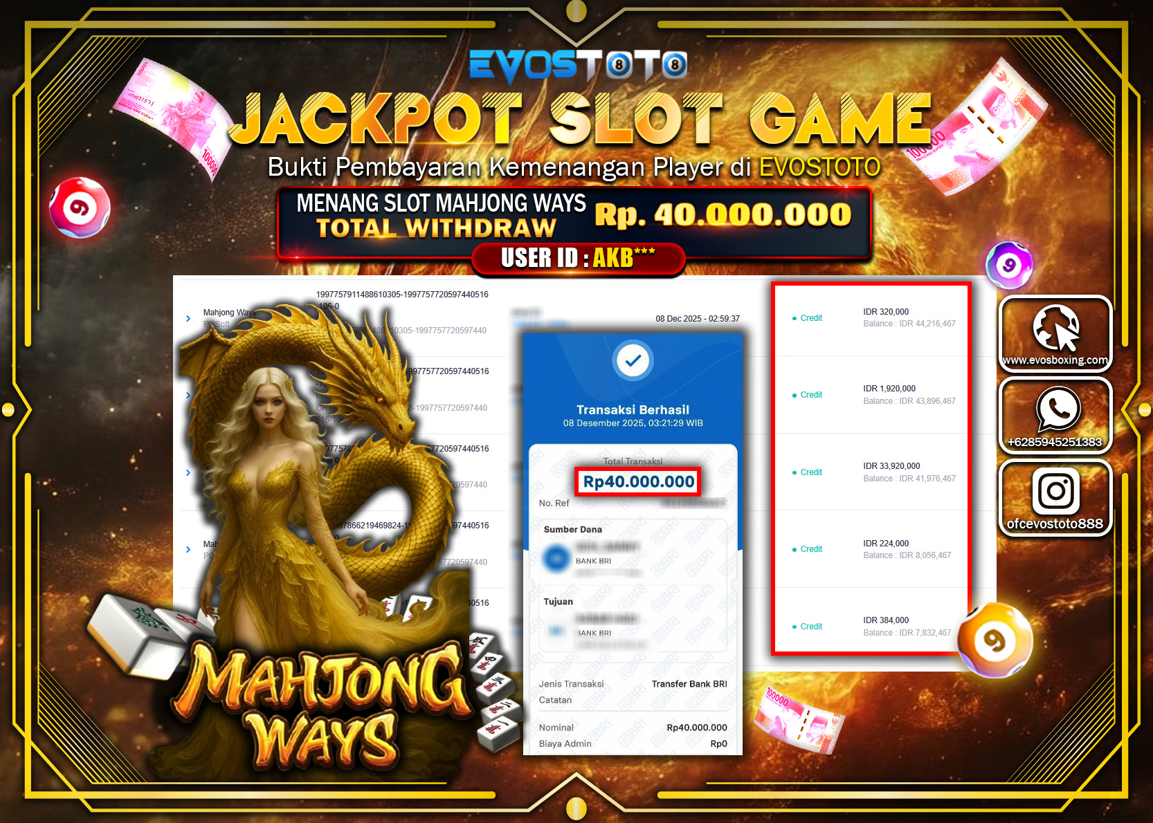 PEMBAYARAN JACKPOT SLOT MAHJONG WAYS Rp.40.000.000 DI BAYAR LANGSUNG !