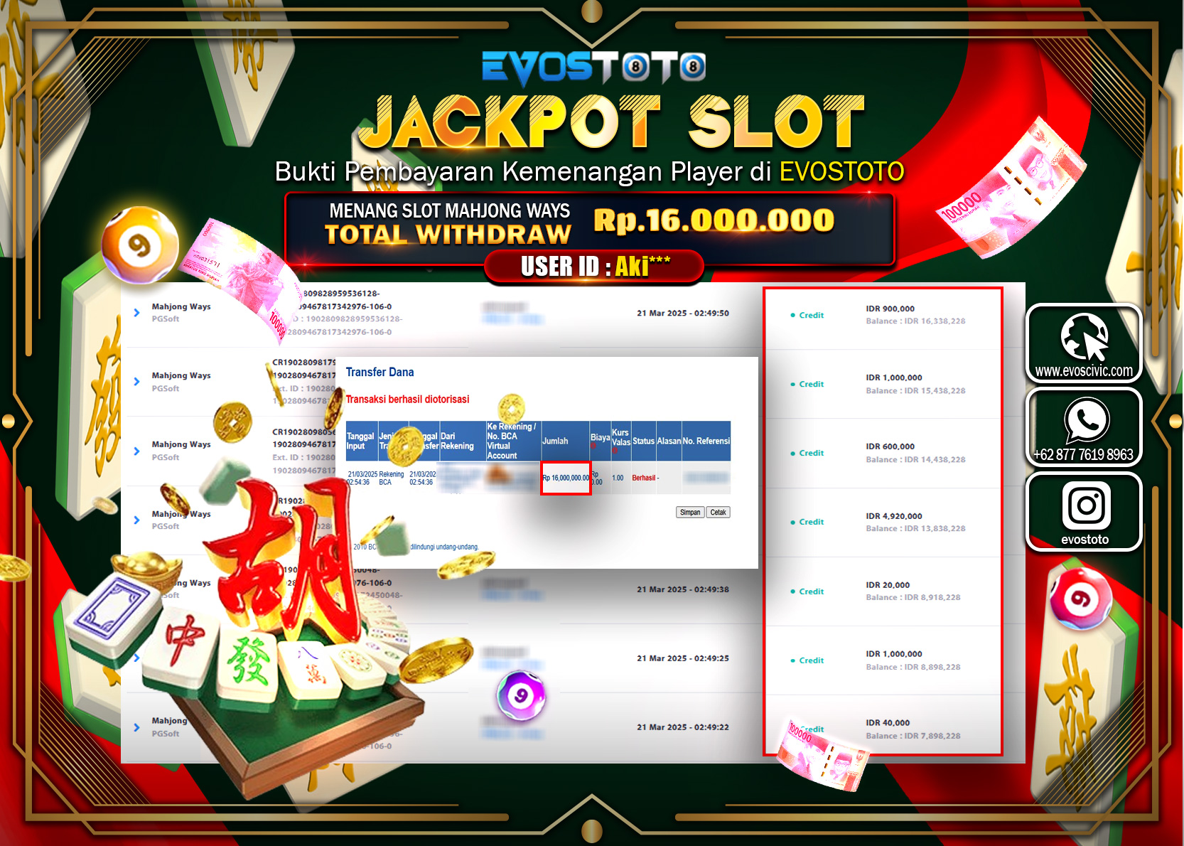 PEMBAYARAN JACKPOT SLOT MAHJJONG WAYS Rp. 16.600.000 DI BAYAR LANGSUNG !