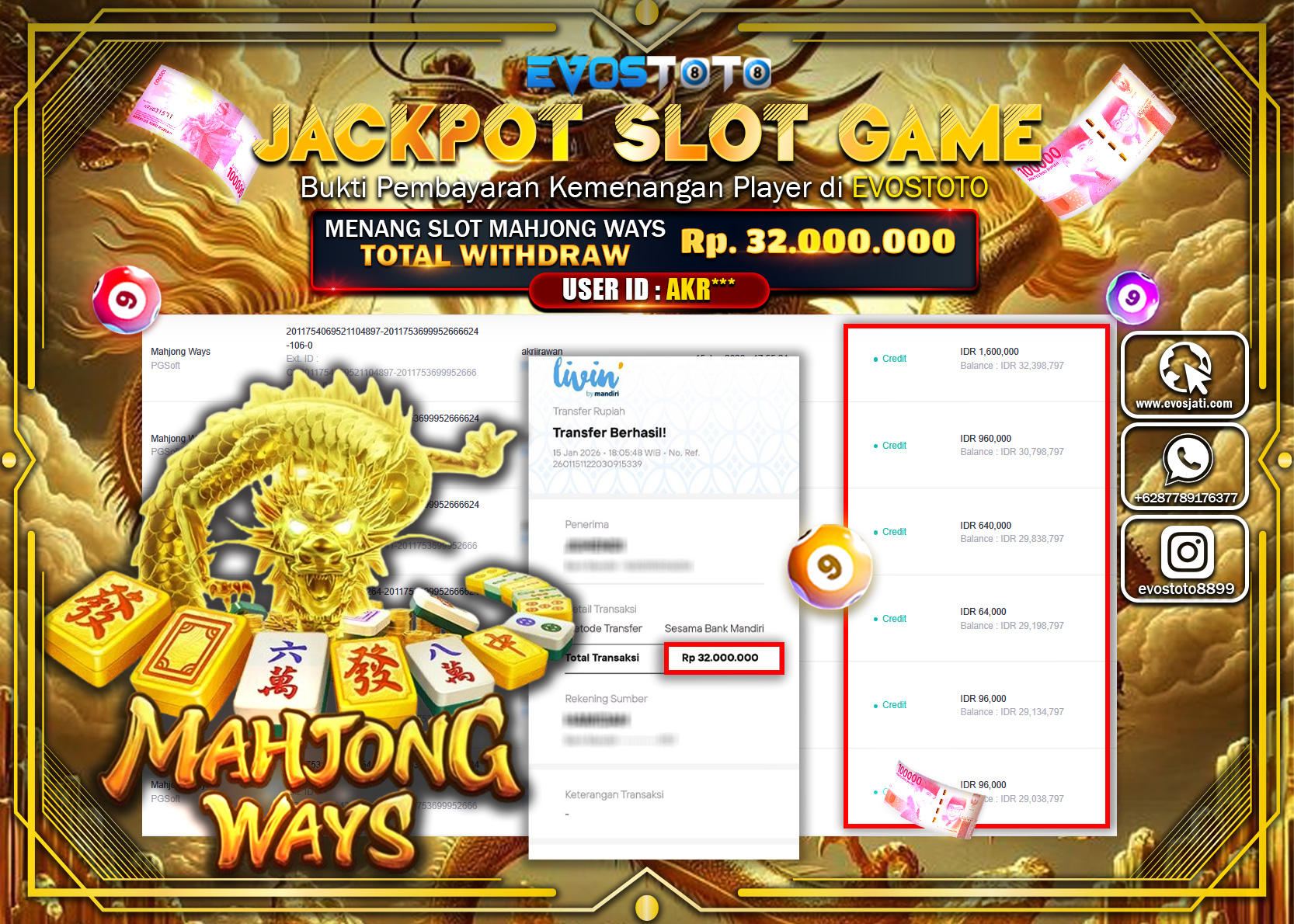 PEMBAYARAN JACKPOT SLOT MAHJONG WAYS Rp.32.000.000 DI BAYAR LANGSUNG !