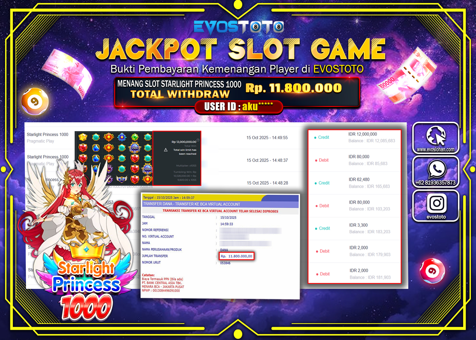 PEMBAYARAN JACKPOT SLOT STARLIGHT PRINCESS 1000  Rp11.800.000 DI BAYAR LANGSUNG !