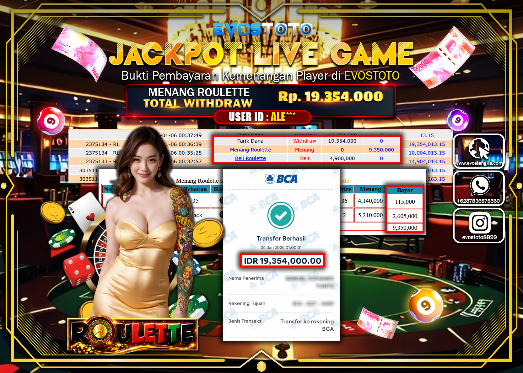 PEMBAYARAN JACKPOT LIVE GAME ROULETTE Rp.19.354.000 DI BAYAR LANGSUNG !
